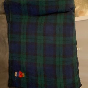 Green and navy plaid polo bear throw 5.5 ft. X 4.5 fit